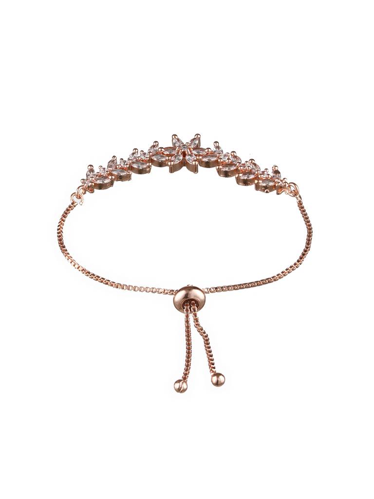 Women American Diamond Rose Gold-Plated Link Bracelet : BR-JS22-10046