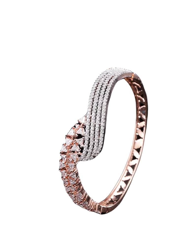 Women Brass American Diamond Rose Gold-Plated Bangle-Style Bracelet : BR-JS23-10075