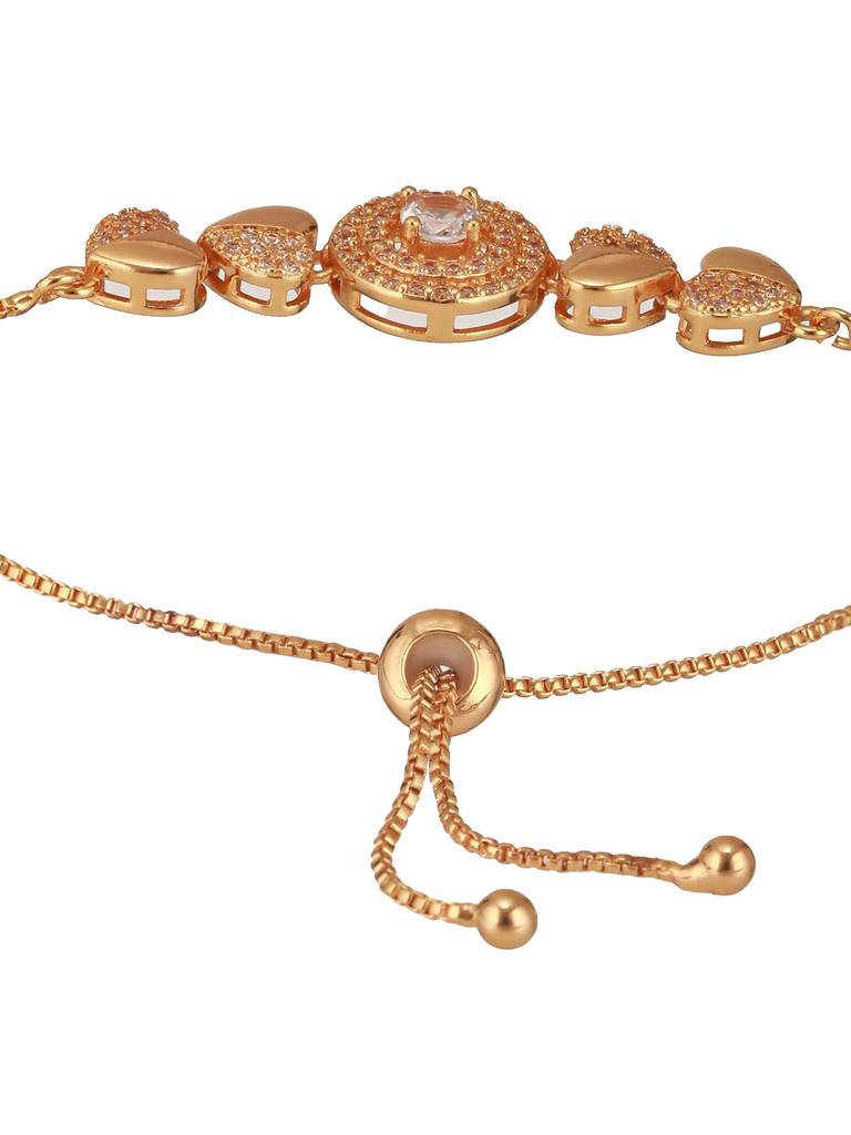 Women Brass Cubic Zirconia Rose-Gold-Plated Link Bracelet : BR-JS24-10101