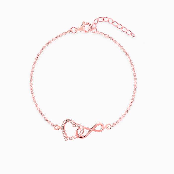Giva 925 Silver Rose Gold Sparkling Infinity Bracelet, Adjustable | Gifts For Women And Gi : BR01004