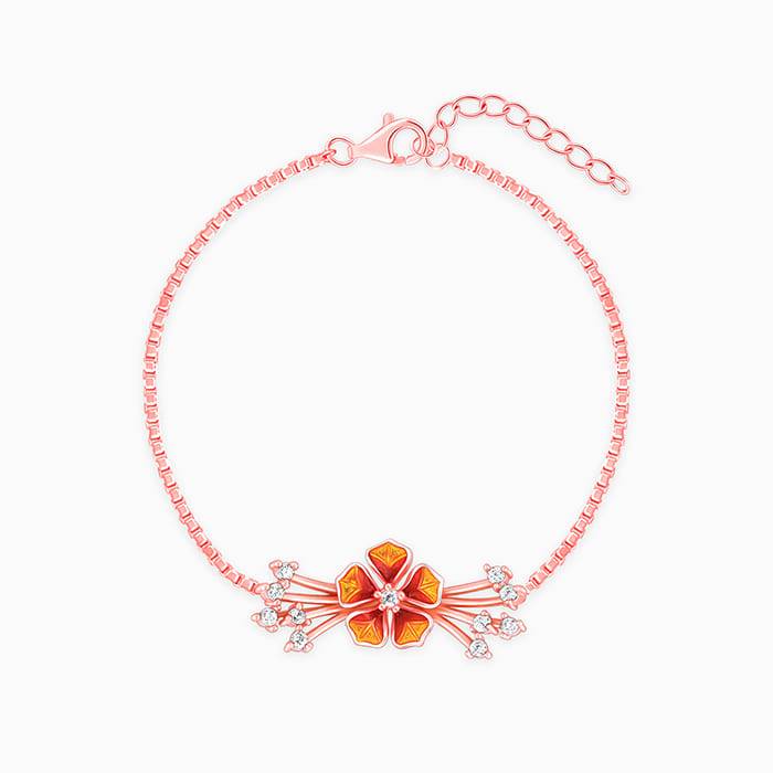 Rose Gold Bell Mallow Orange Crest Bracelet, Adjustable | Gifts For Women And Girls | With : BR01014