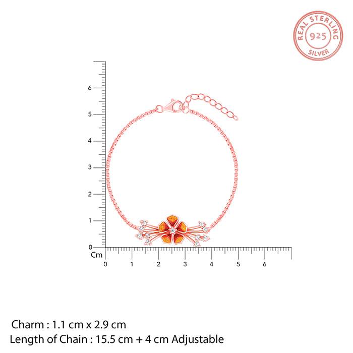 Rose Gold Bell Mallow Orange Crest Bracelet, Adjustable | Gifts For Women And Girls | With : BR01014