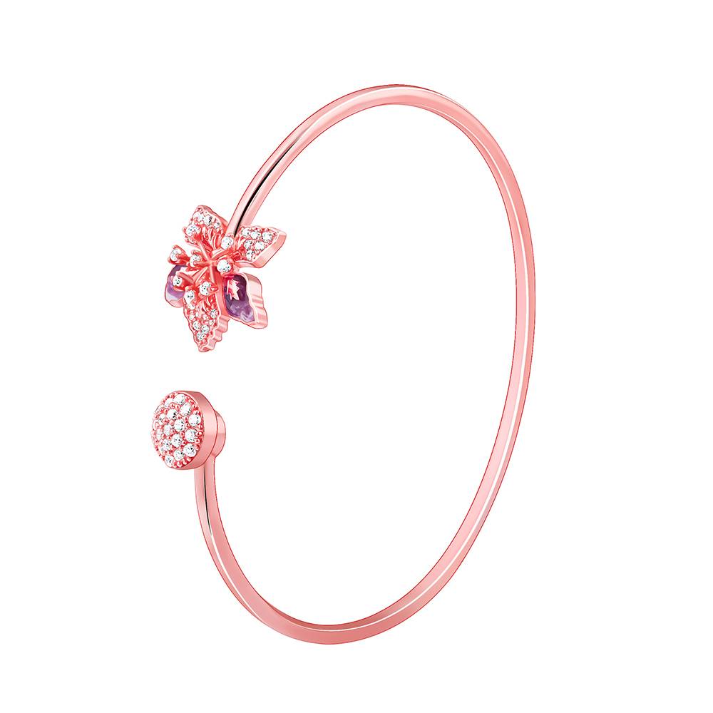 Giva 925 Silver Rose Gold Blossom Mountain Ebony Spin Bracelet, Adjustable : BR01017