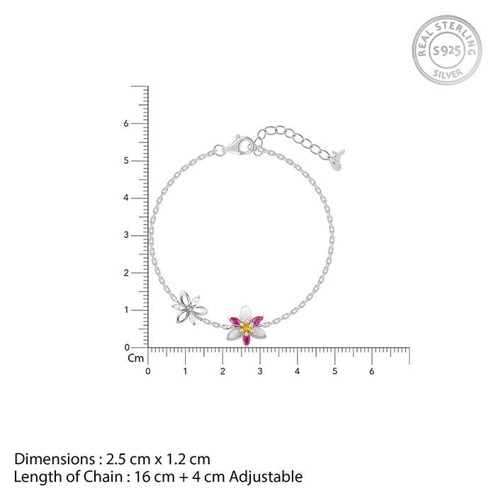 Silver Dual Tone Trillium Bracelet, Adjustable | Gifts For Women And Girls | With Certific : BR01018