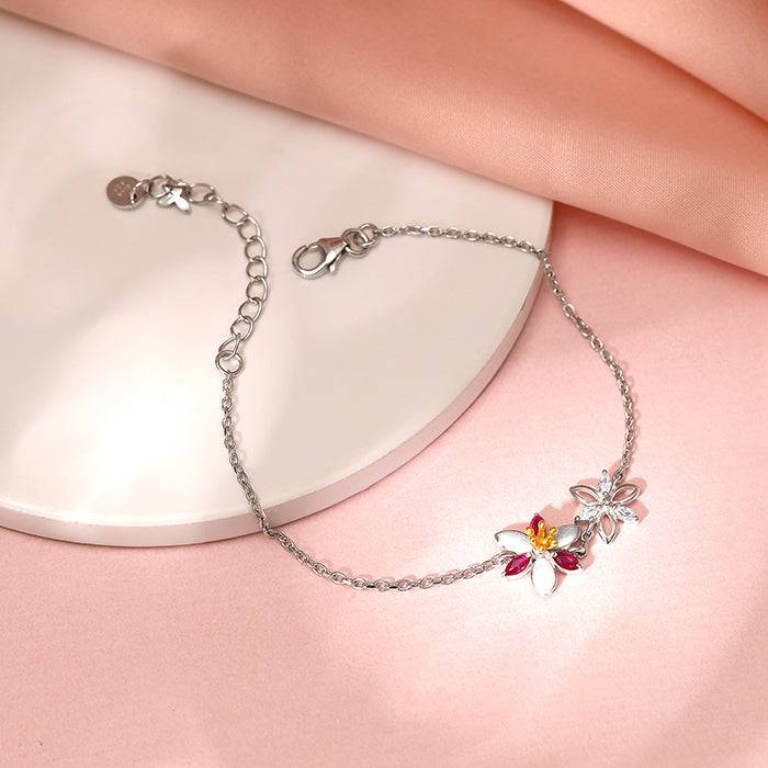 Silver Dual Tone Trillium Bracelet, Adjustable | Gifts For Women And Girls | With Certific : BR01018