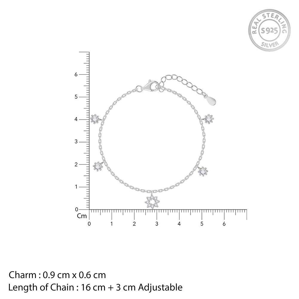 Giva 925 Silver Flower Charm Bracelet, Adjustable : BR01022