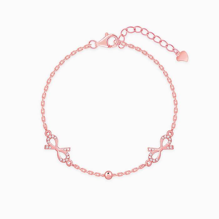 Rose Gold Sparkling Bow Bracelet : BR01028