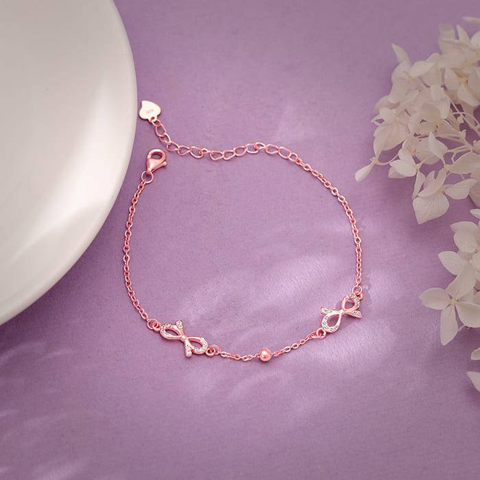 Rose Gold Sparkling Bow Bracelet : BR01028