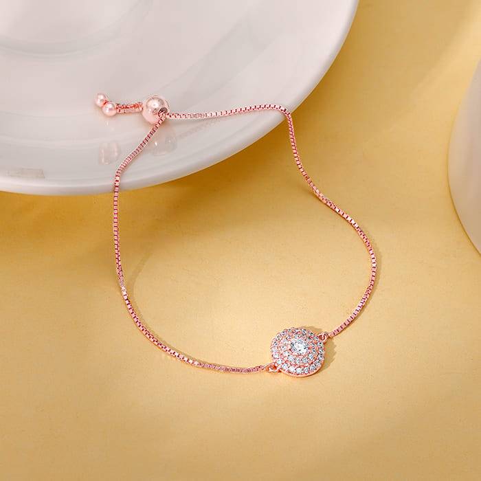 Rose Gold Circle Of Zircon Bracelet : BR01030