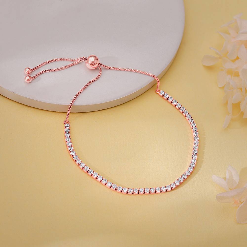 Giva 925 Silver Rose Gold Brace Yourself Bracelet, Adjustable : BR01031
