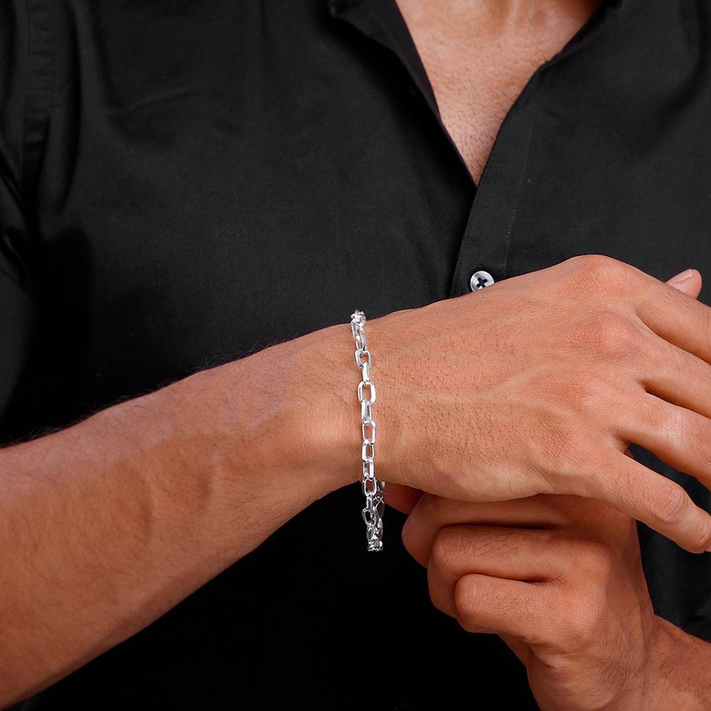 Silver Delink Bracelet For Him Adjustable : BR01051