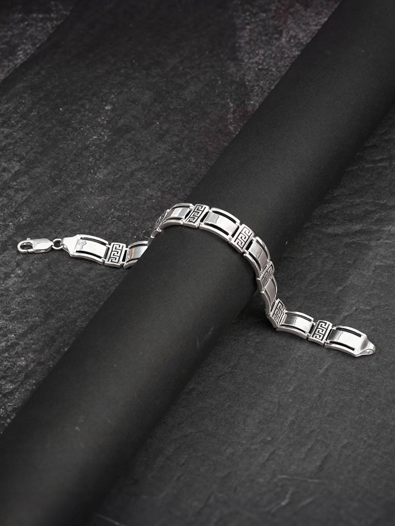 Silver Wave Bracelet For Him Adjustable : BR01059