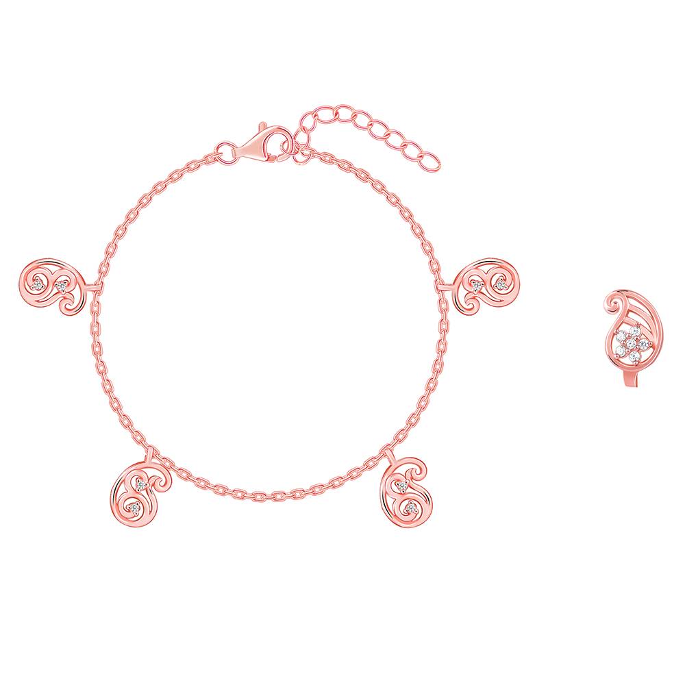 Giva 925 Silver Rose Gold Kolka Set : BR01062NP0211
