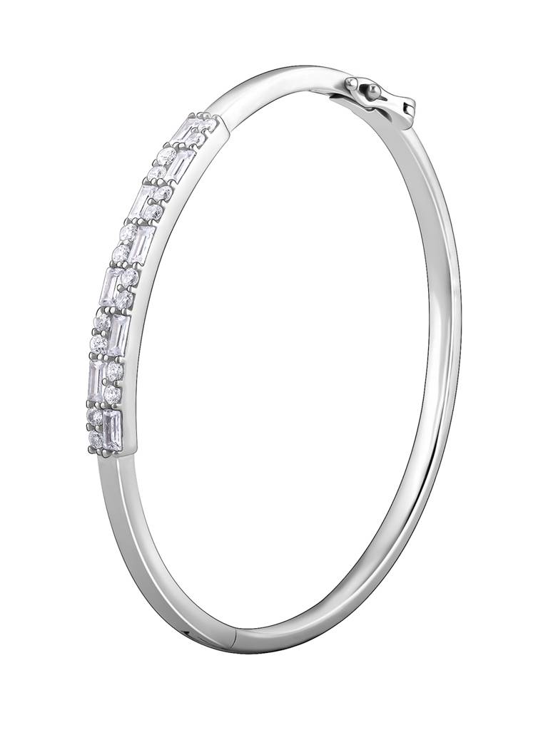 Silver Zircon Baguette Bracelet Adjustable : BR01078