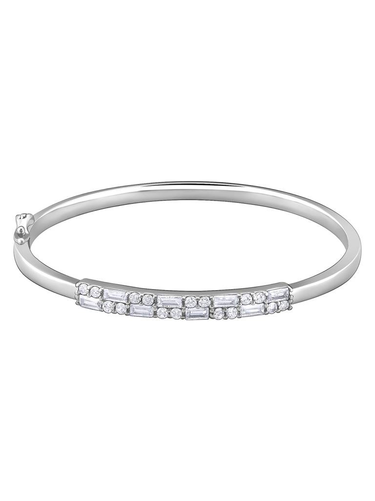 Silver Zircon Baguette Bracelet Adjustable : BR01078