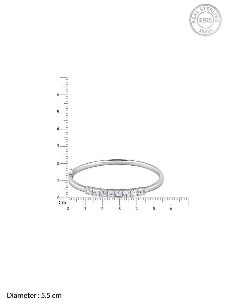 Silver Zircon Baguette Bracelet Adjustable : BR01078
