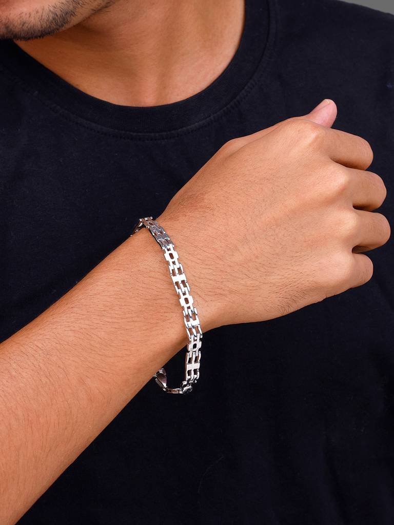 Silver Kingpin Bracelet For Him Adjustable : BR01079