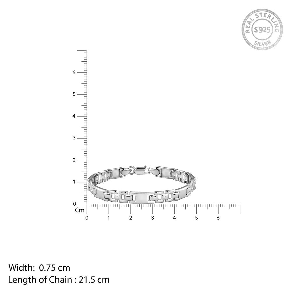 Giva 925 Silver Classic Rectangle Bracelet For Him, Adjustable : BR01082