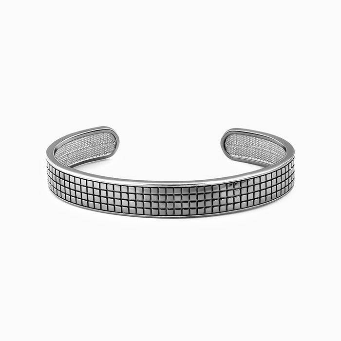 Giva 925 Silver Black Rhodium Textured Kada For Him, Adjustable| Gifts For Men And Boys | With Certi : BR01088