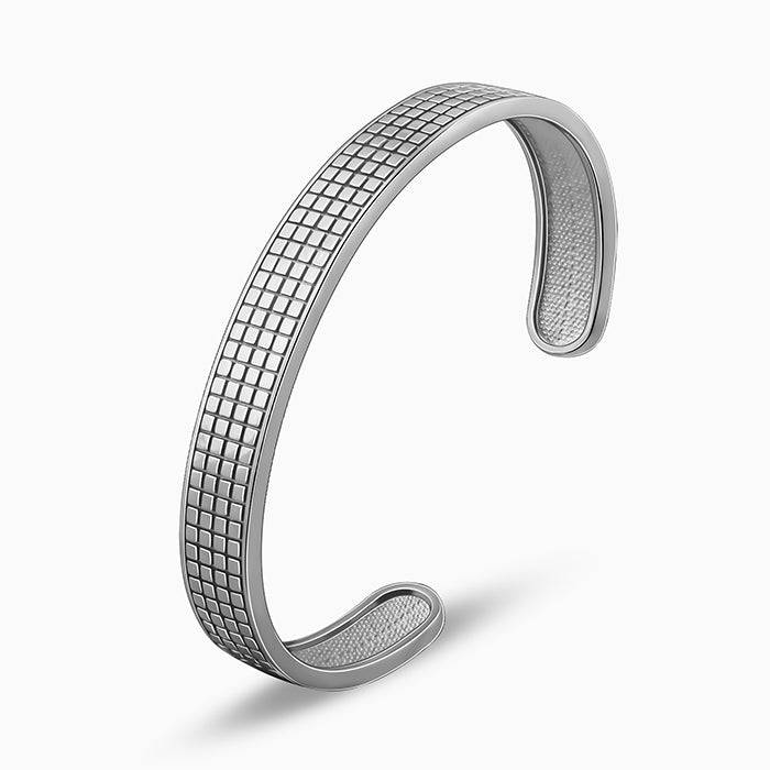 Giva 925 Silver Black Rhodium Textured Kada For Him, Adjustable| Gifts For Men And Boys | With Certi : BR01088