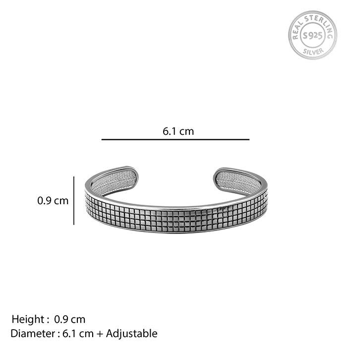 Giva 925 Silver Black Rhodium Textured Kada For Him, Adjustable| Gifts For Men And Boys | With Certi : BR01088