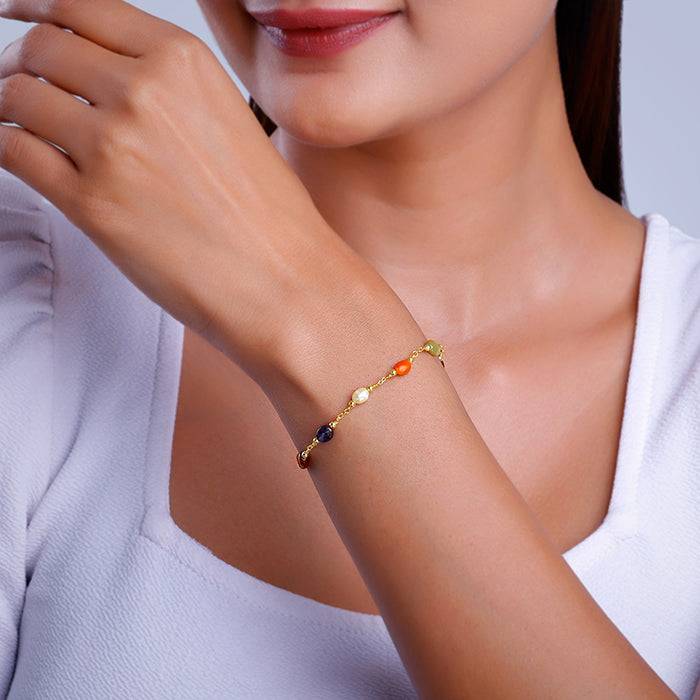Giva 925 Silver Golden Vivid Beaded Necklace ,Adjustable | Gifts For Women And Girls | Wit : BR01096