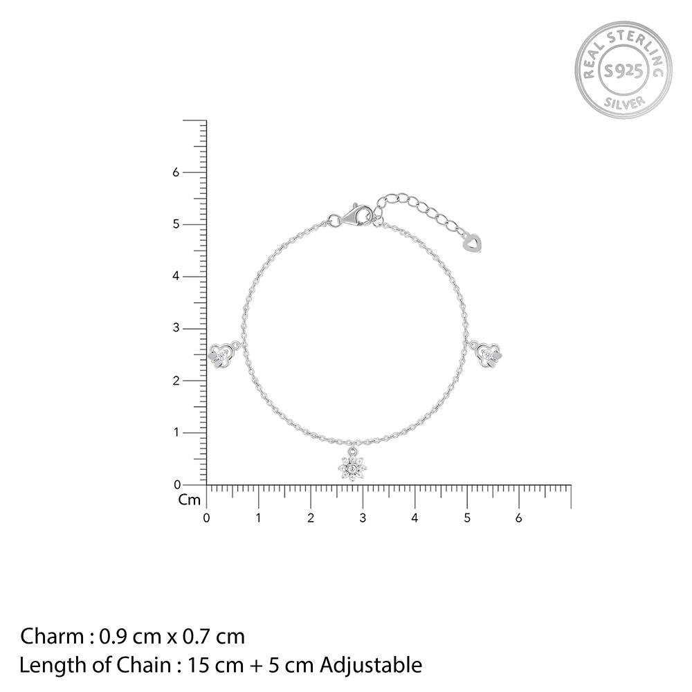 Giva 925 Silver Spring Flower Bracelet, Adjustable | Gifts For Women And Girls | With Certificate Of Authenticity An : BR01111