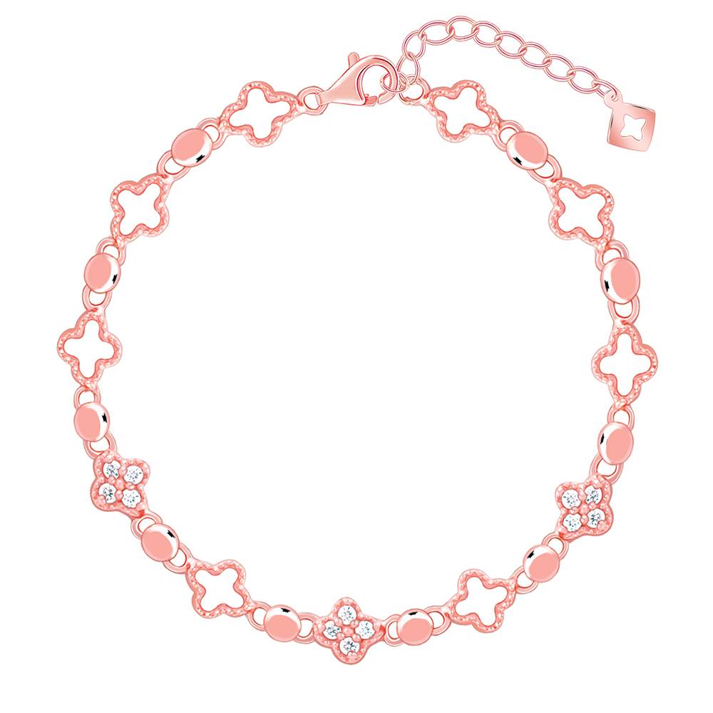 Giva 925 Silver Rose Gold Clover Bracelet, Adjustable | Gifts For Women And Girls | With Certificate Of Authenticity : BR01113