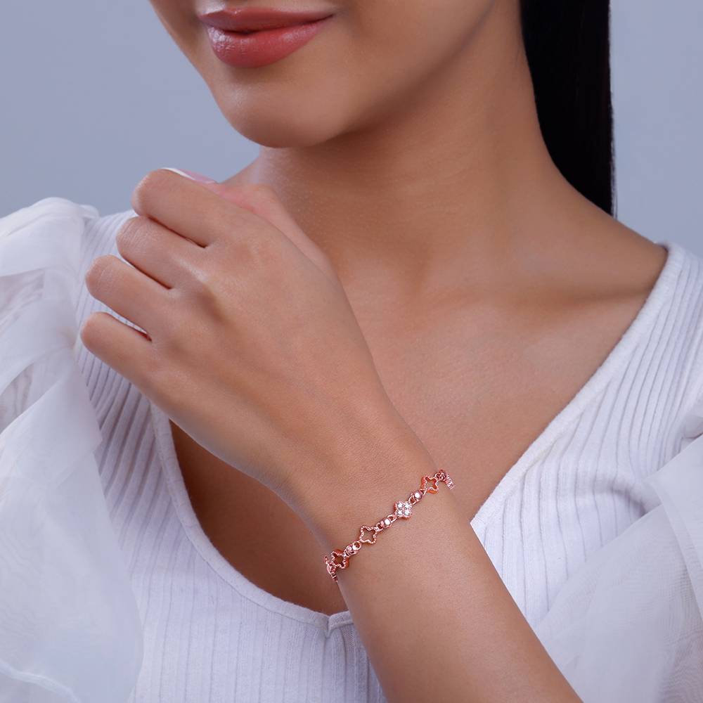 Giva 925 Silver Rose Gold Clover Bracelet, Adjustable | Gifts For Women And Girls | With Certificate Of Authenticity : BR01113