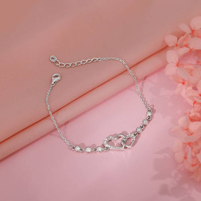 Giva 925 Silver Duoheart Bracelet : BR01147