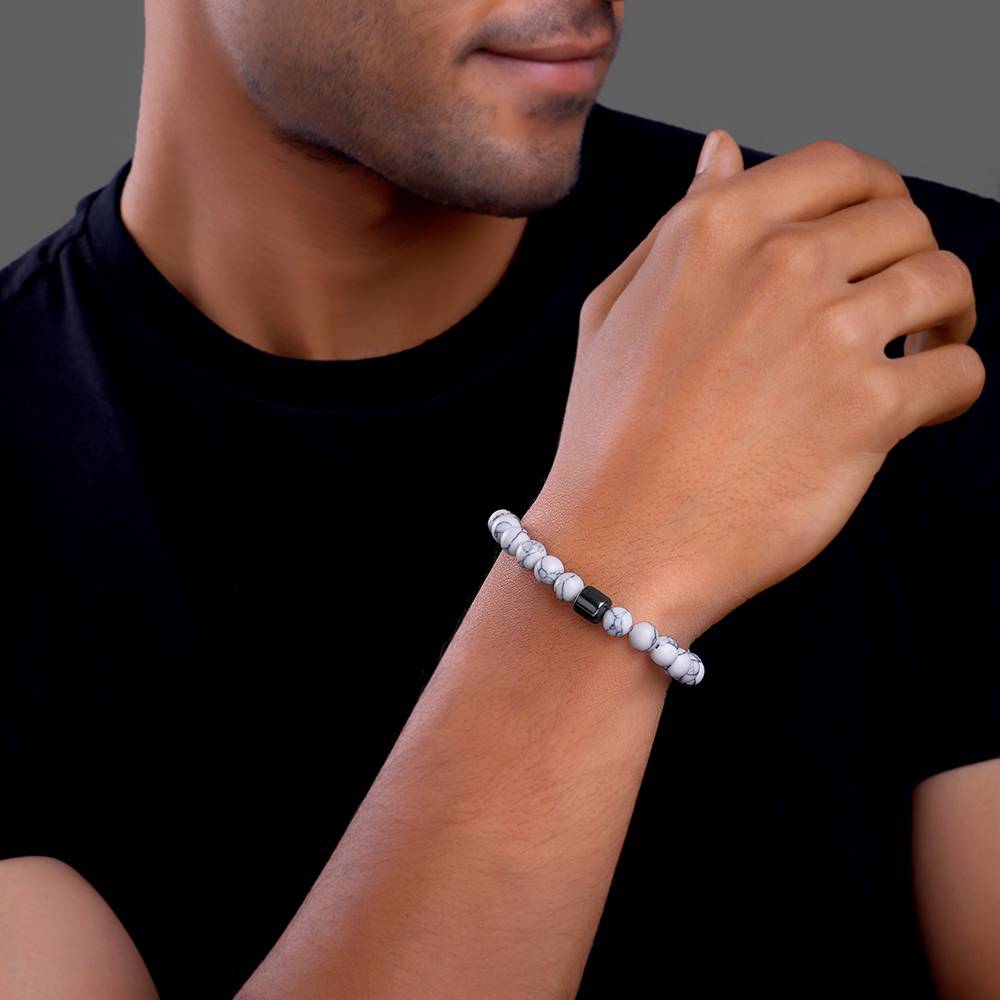 925 Silver Black Rhodium White Howlight Bracelet For Him, Adjustable : BR01159