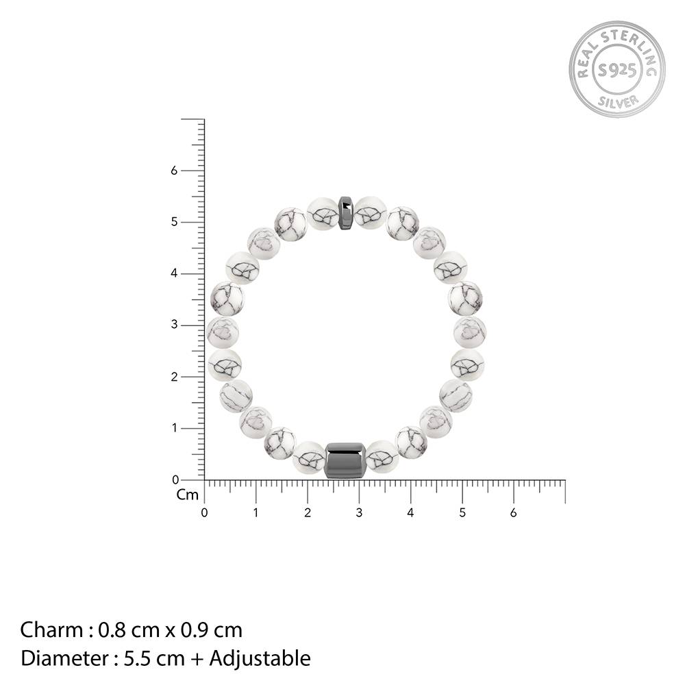 925 Silver Black Rhodium White Howlight Bracelet For Him, Adjustable : BR01159