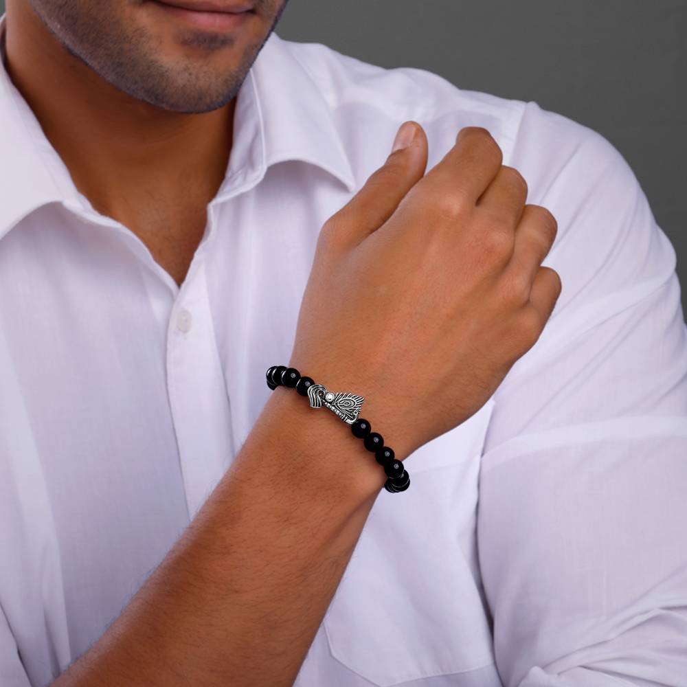 925 Oxidised Silver KhanaâS Beads For Him, Adjustable : BR01160