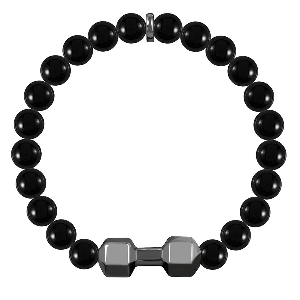925 Silver Black Rhodium Dumble Beaded Bracelet For Him, Adjustable : BR01162