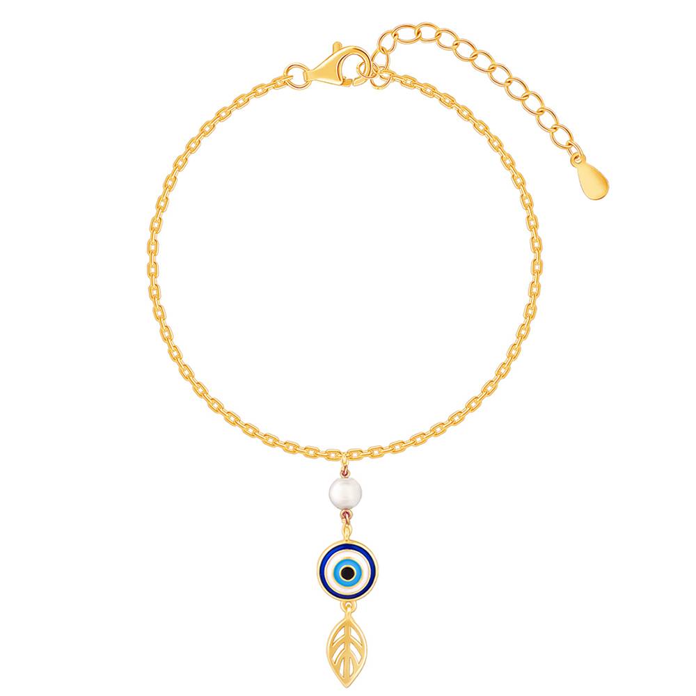925 Silver Golden Nazar Na Lage Lumba Rakhi| Raksha Bandhan Rakhi For Women : BR01178