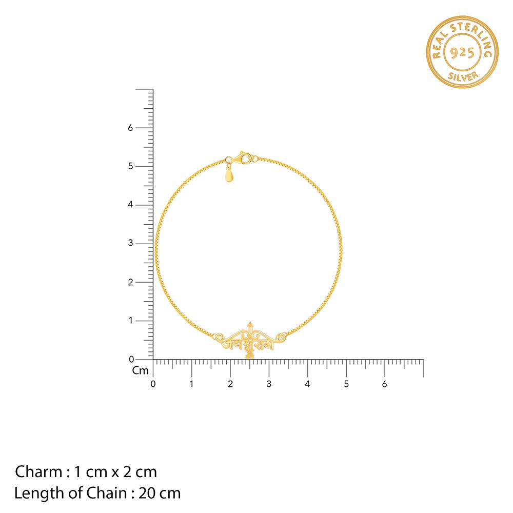 925 Silver Golden Classic Jai Shree Ram Bracelet Rakhi| Raksha Bandhan Rakhi For Men : BR01191