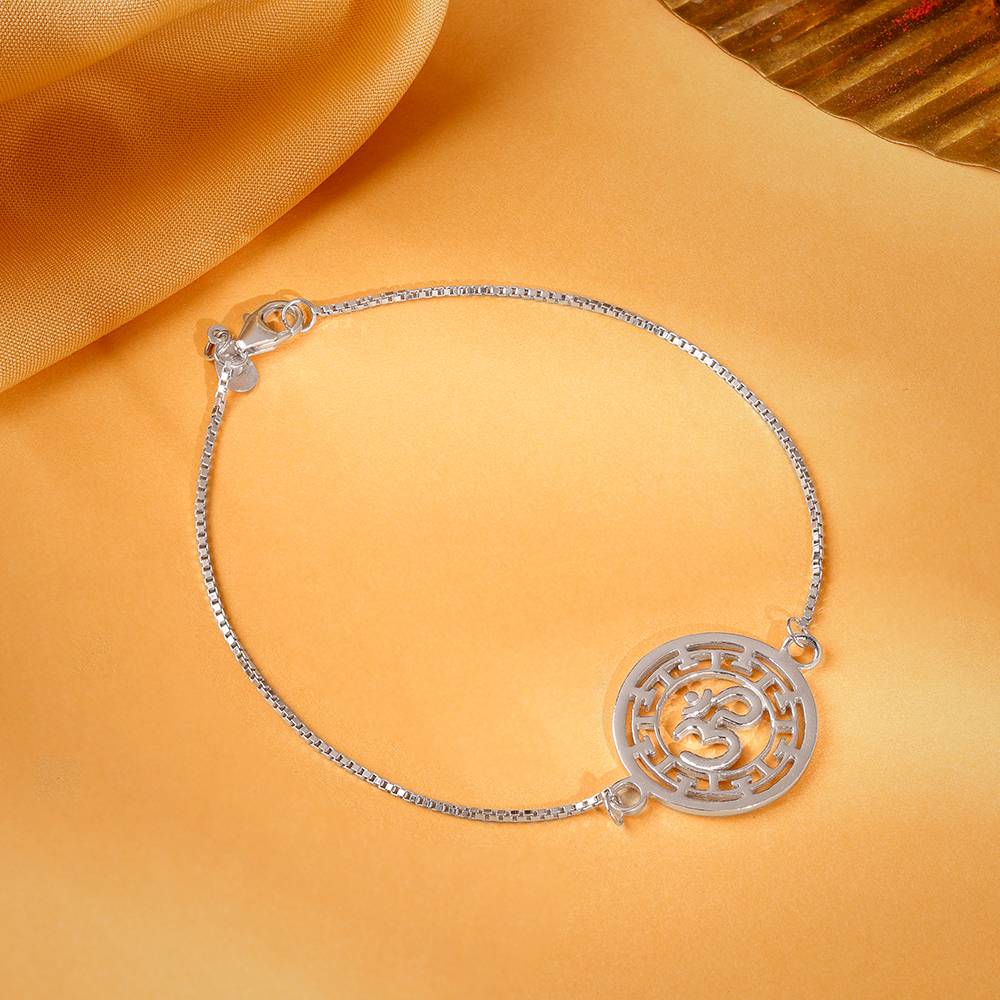 925 Silver Om Kavach Bracelet Rakhi| Raksha Bandhan Rakhi For Men : BR01197