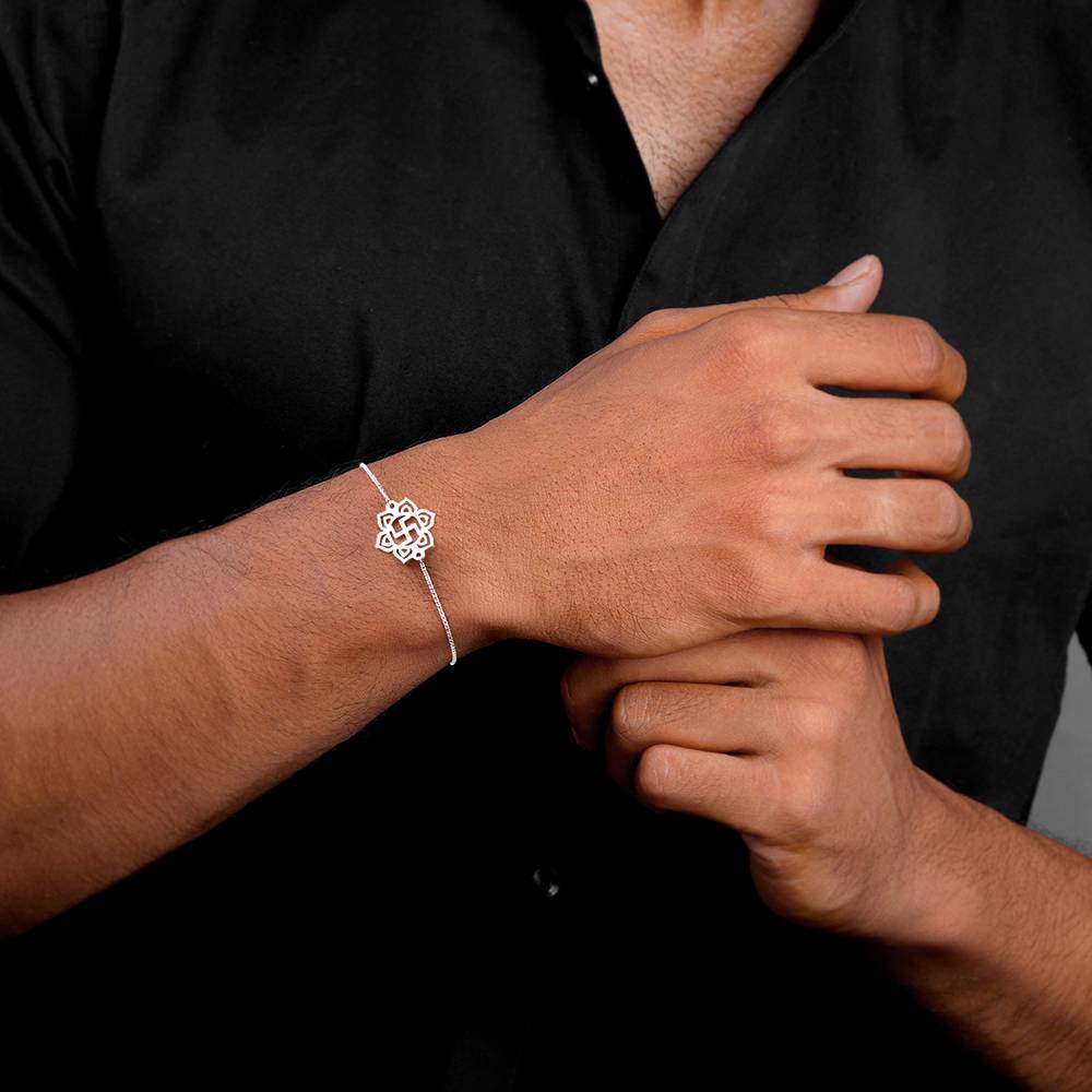 925 Silver Classic Swastik Bracelet Rakhi| Raksha Bandhan Rakhi For Men : BR01200
