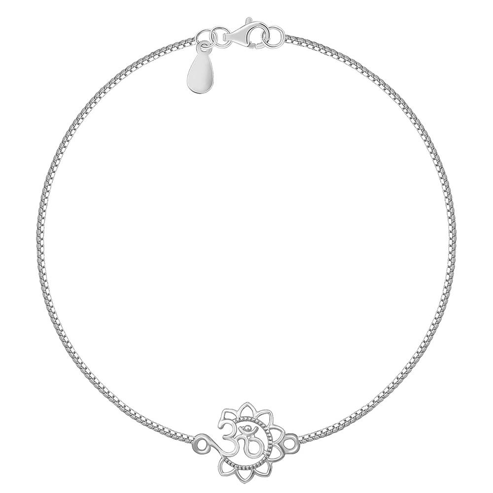 925 Silver Blessed Pushp Om Bracelet Rakhi| Raksha Bandhan Rakhi For Men : BR01205