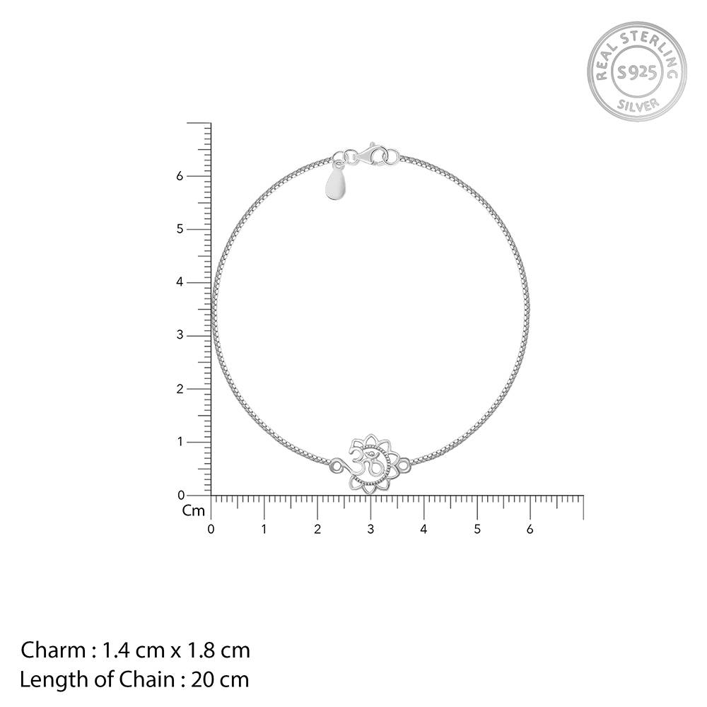 925 Silver Blessed Pushp Om Bracelet Rakhi| Raksha Bandhan Rakhi For Men : BR01205