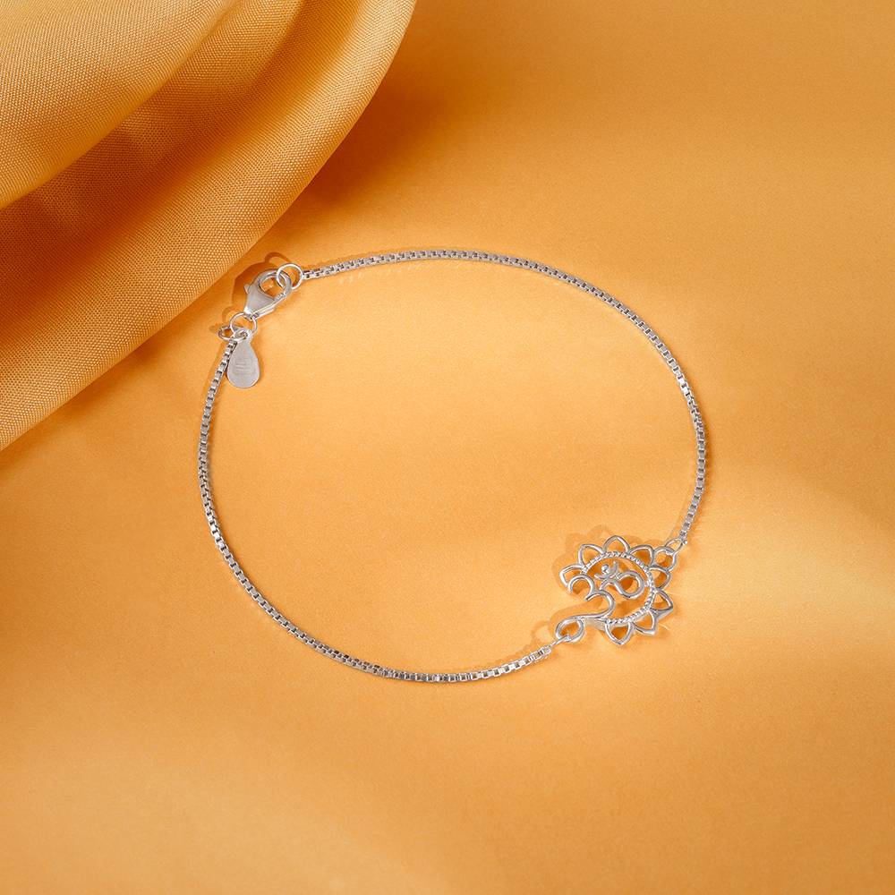 925 Silver Blessed Pushp Om Bracelet Rakhi| Raksha Bandhan Rakhi For Men : BR01205