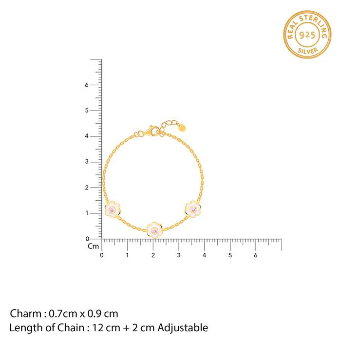 Giva 925 Silver Golden White Flower Kid'S Bracelet, Adjustable | Gifts For Women And Girls | With Certificate Of Aut : BR01224