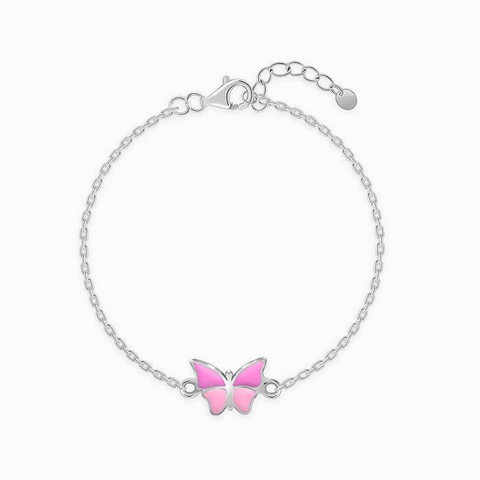 Giva 925 Silver Pink Butterfly Kid'S Bracelet, Adjustable | Gifts For Women And Girls | With Certificate Of Authenti : BR01227
