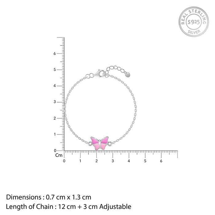 Giva 925 Silver Pink Butterfly Kid'S Bracelet, Adjustable | Gifts For Women And Girls | With Certificate Of Authenti : BR01227