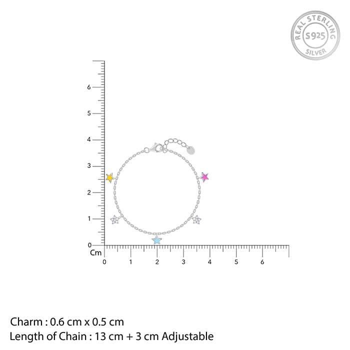 Giva 925 Silver Beautiful Stars Kid'S Bracelet, Adjustable | Gifts For Women And Girls | With Certificate Of Authent : BR01228