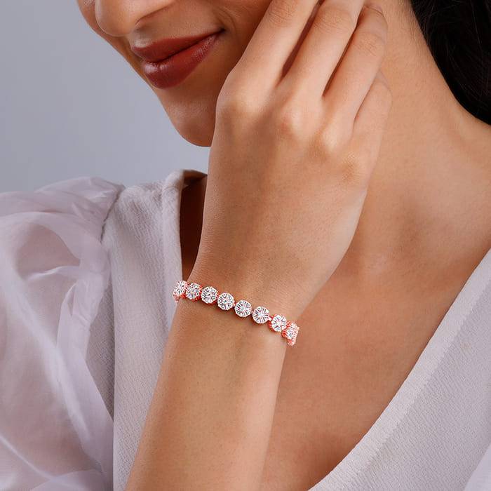 Anushka Sharma Rose Gold Studded Flower Bracelet : BR0122