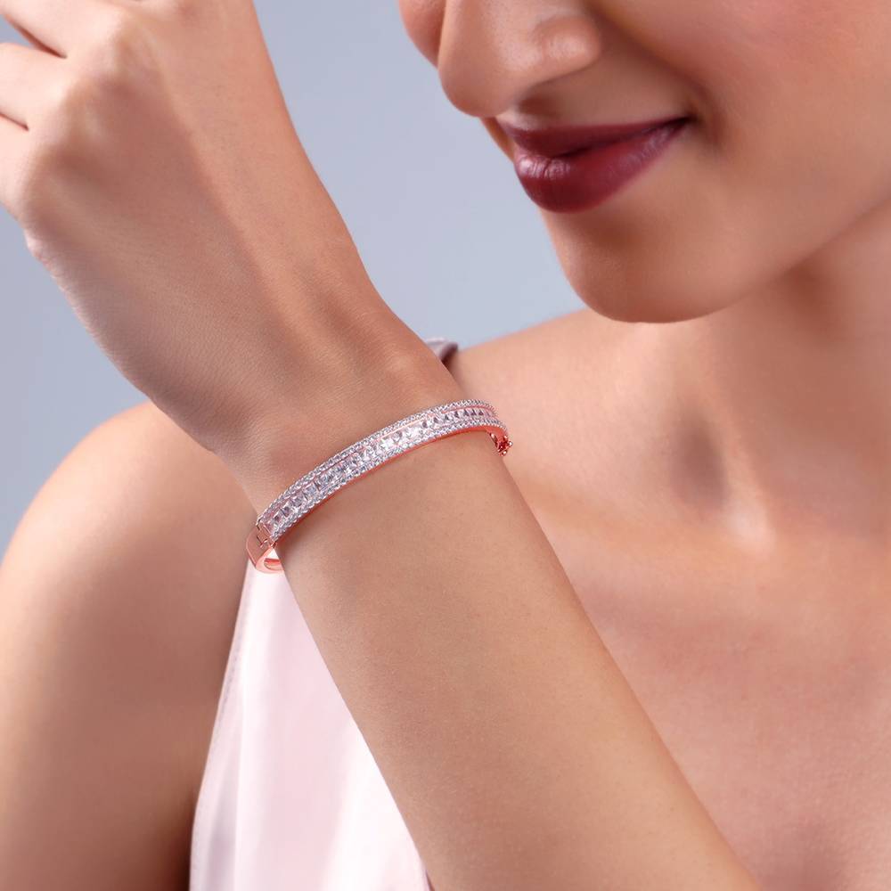 925 Silver Rose Gold Celebrating Bracelet, Adjustable : BR01241