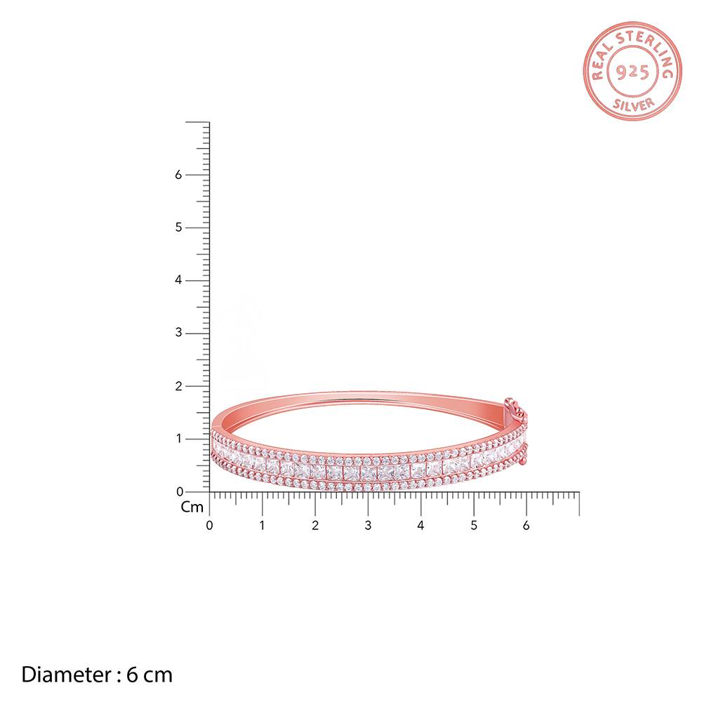925 Silver Rose Gold Celebrating Bracelet, Adjustable : BR01241