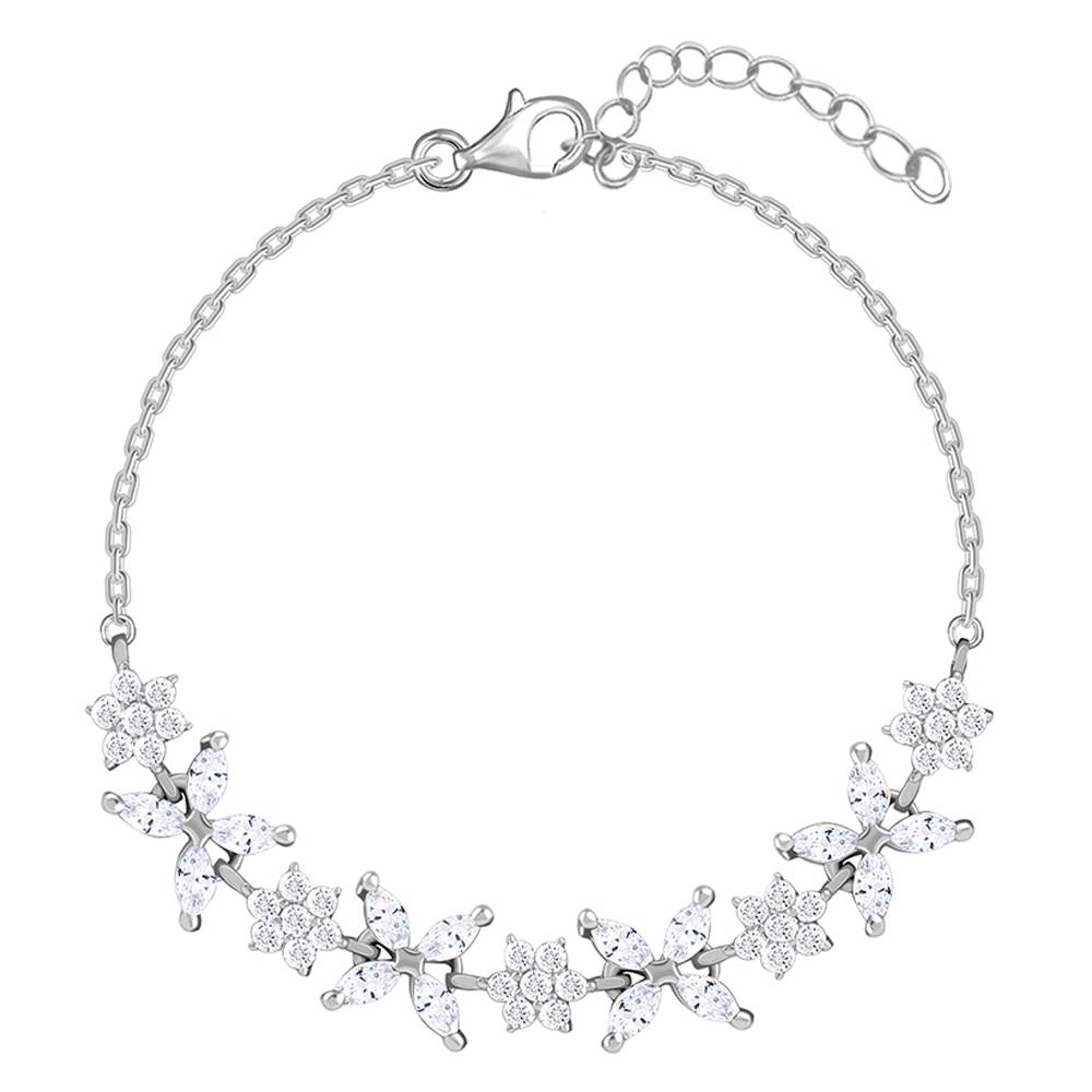 925 Silver Kind Floral Bracelet, Adjustable : BR01245