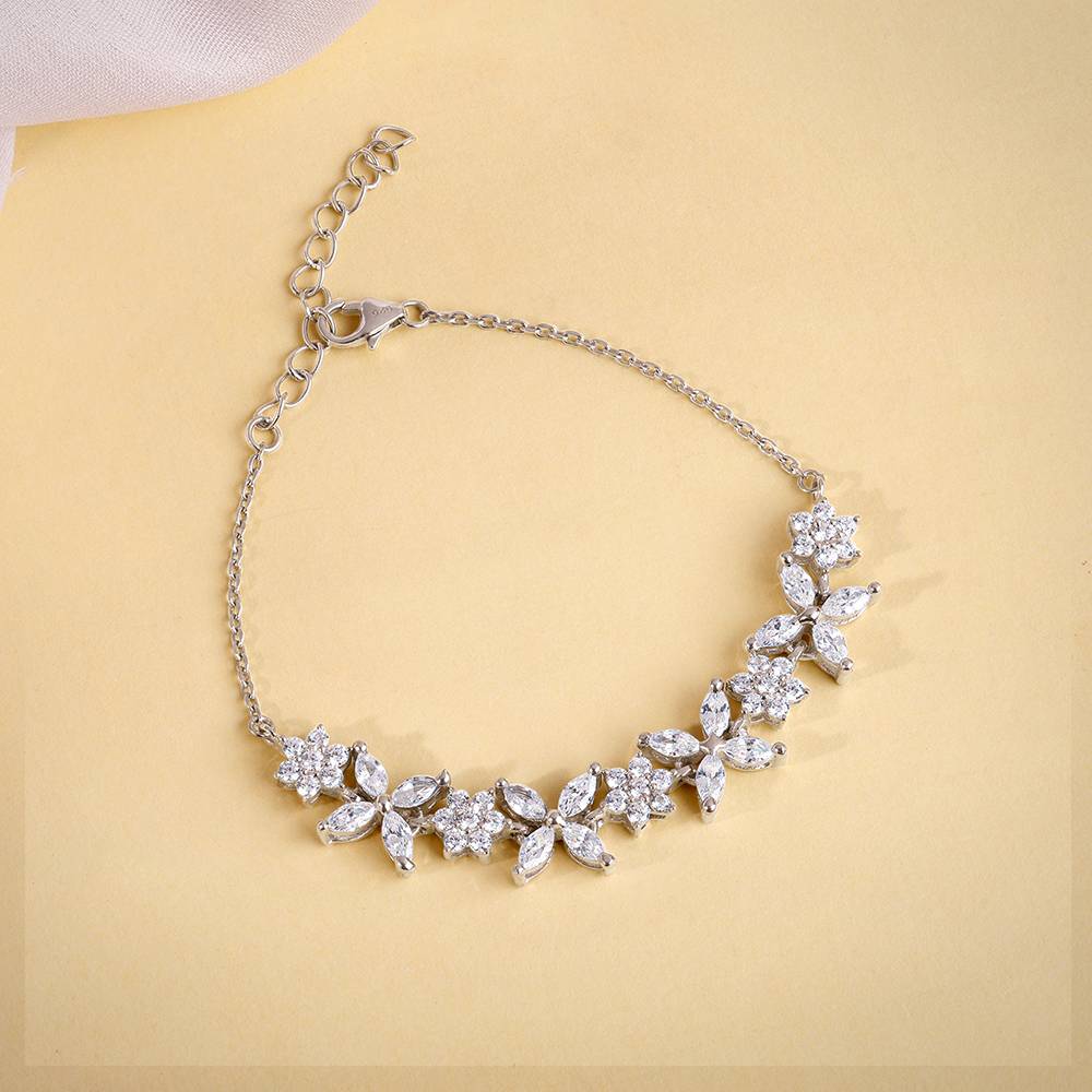 925 Silver Kind Floral Bracelet, Adjustable : BR01245